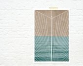Art Deco Geometric nautical print boho beach art dusk blue linen great gatsby - moonbeam