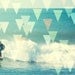 Geometric art boho beach surf print vintage retro turquoise teal pastels - Stoked