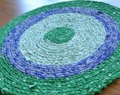 Bathroom Rug - Nautical Green and Blue - Eco Friendly - Recycled