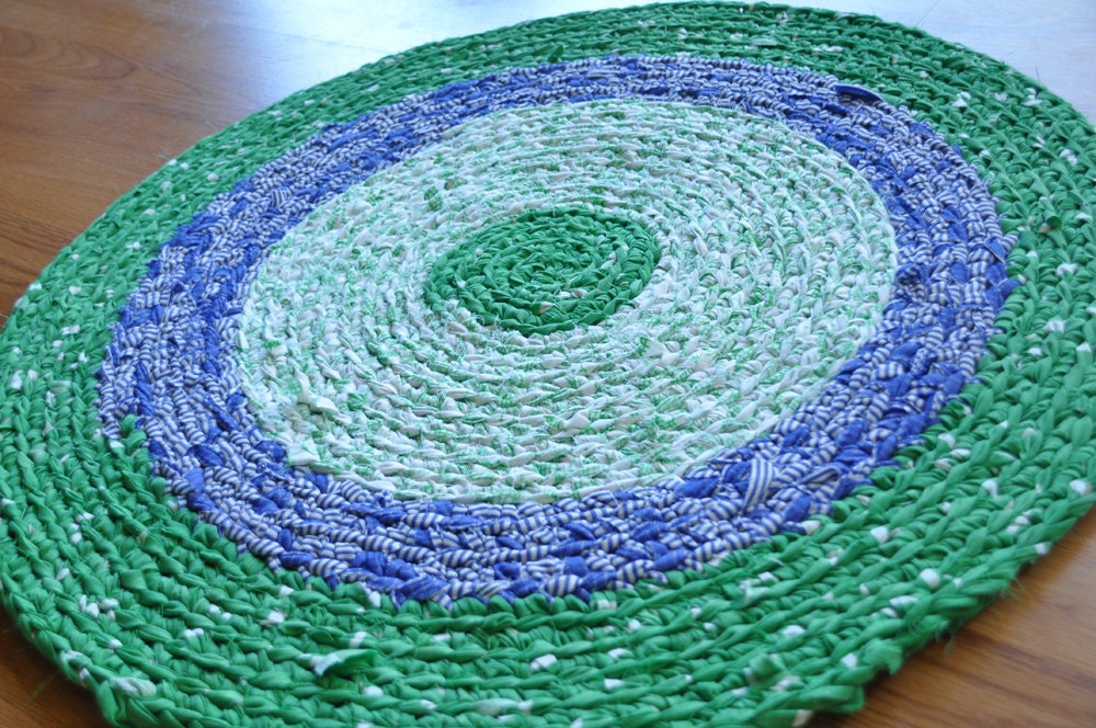 Bathroom Rug Nautical Green and Blue Eco Friendly by ekra