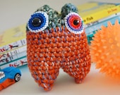 Carrot Mini Monster OOAK Crochet Doll - knotbygranma