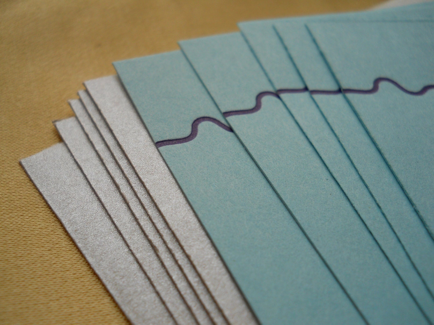 set of 5 letterpress note cards, blue