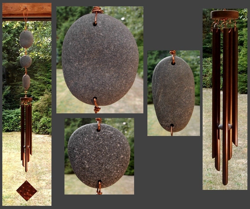 Wind Chimes, Beach Stone, Stone, Copper, Windchimes, Windchime, Wind Chime