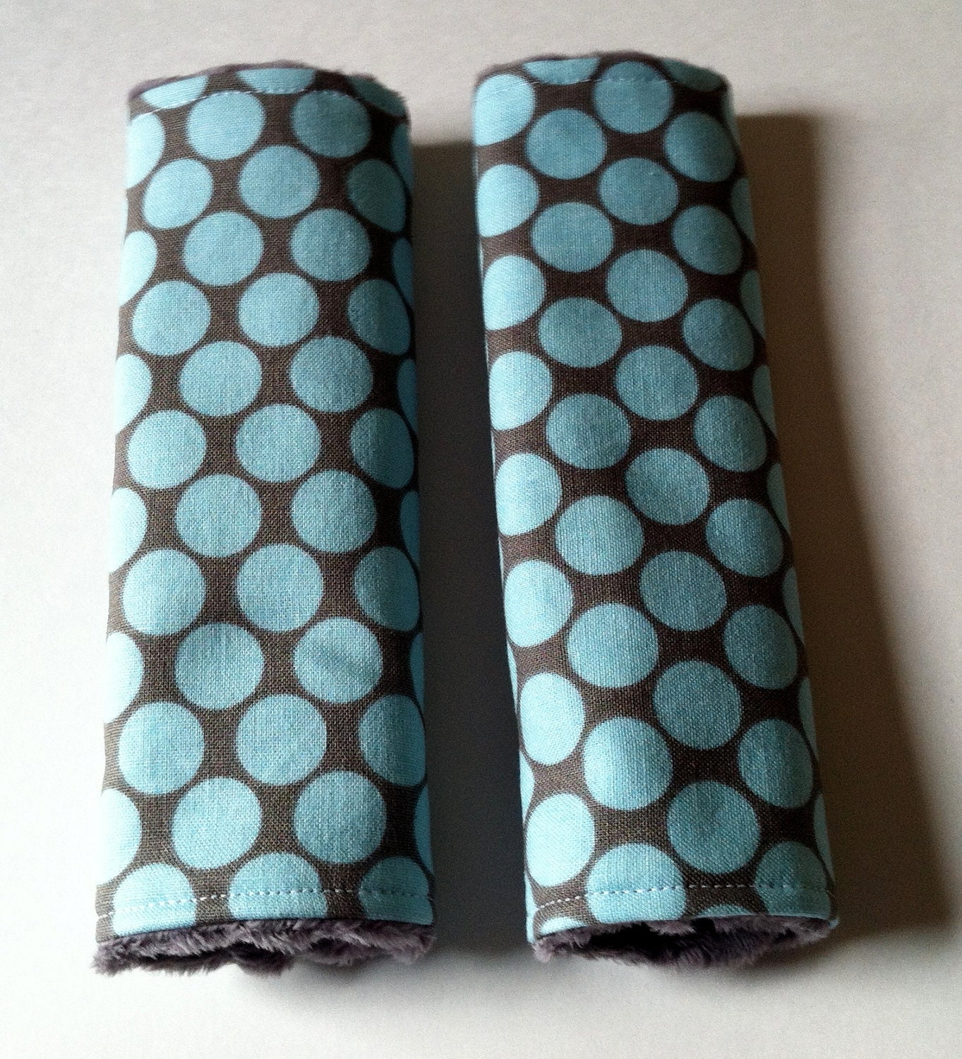 Car Seat Strap Covers - Reversible - Full Moon in Slate - Grey Minky Dot