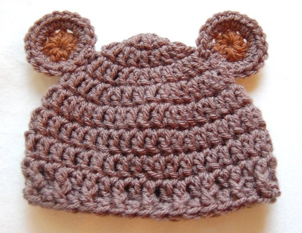 Baby Hat - Crocheted Little Bear Hat for Newborns