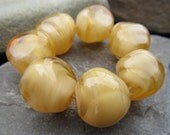 Creme Caramel lampwork nugget bead set (7)