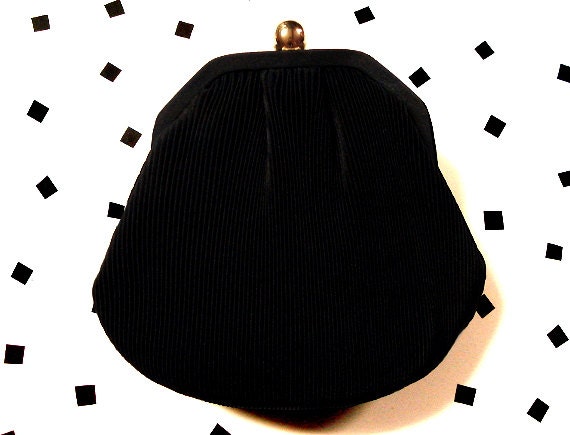 Gold and Black Pleated Mini Bag- Vintage Purse- 1980s