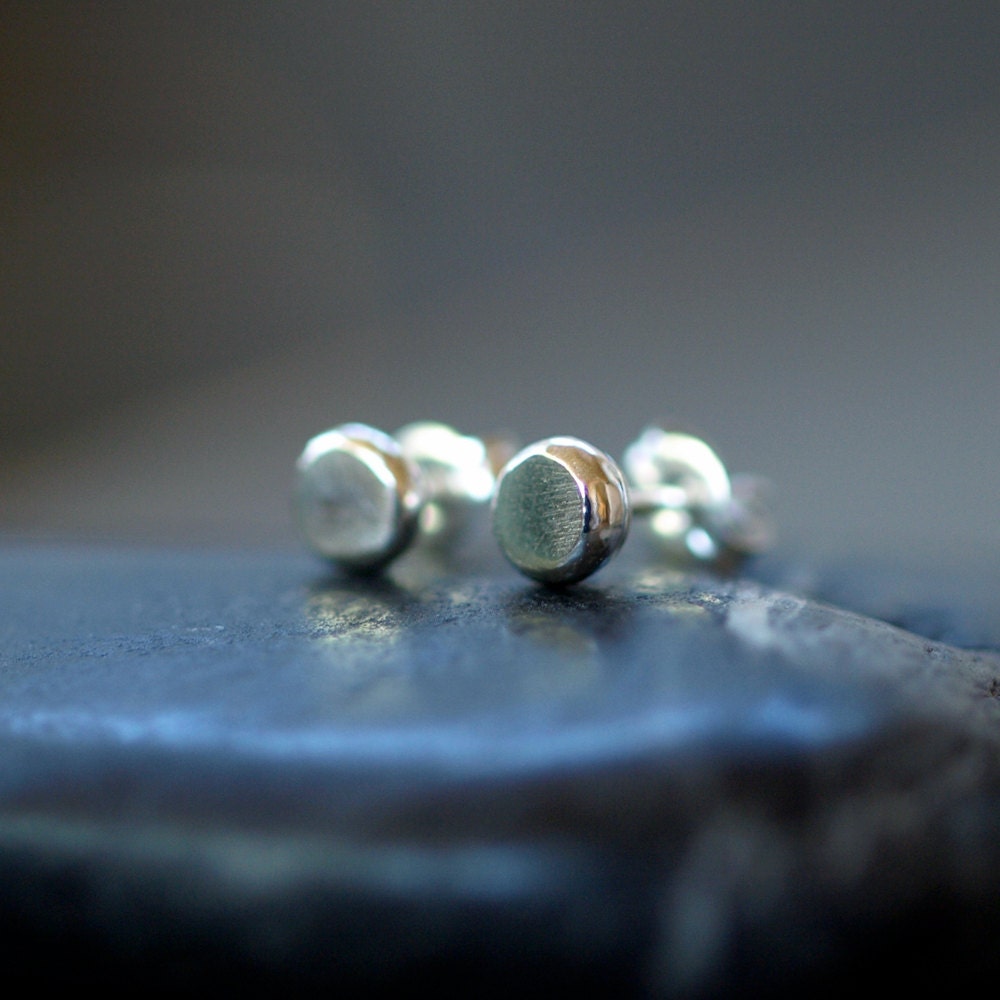 Sterling Silver Organic Dot Stud Earrings Sweet Everyday Posts Handmade Jewelry