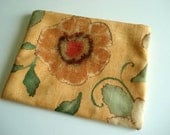 Orange Poppy Linen Floral Zipper Pouch - Cotton Canvas