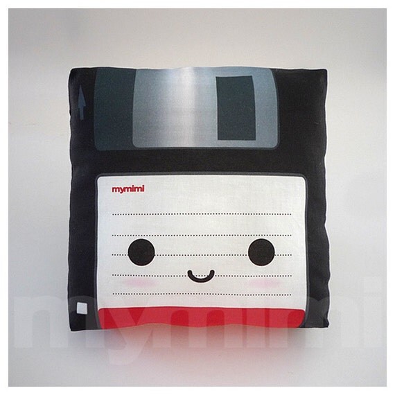 Decorative Pillow, Mini Pillow, Throw Pillow, Retro Toy Pillow - Black Floppy Disk