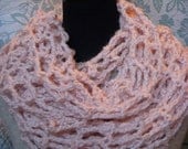 Peony Pink Fishnet Infinity Scarf, Openwork Cowl Pale Pink Neck Warmer