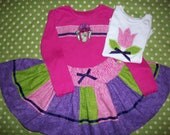 Girls Boutique Handmade Skirt and Tops Holiday and Everyday 4T 3 Pc