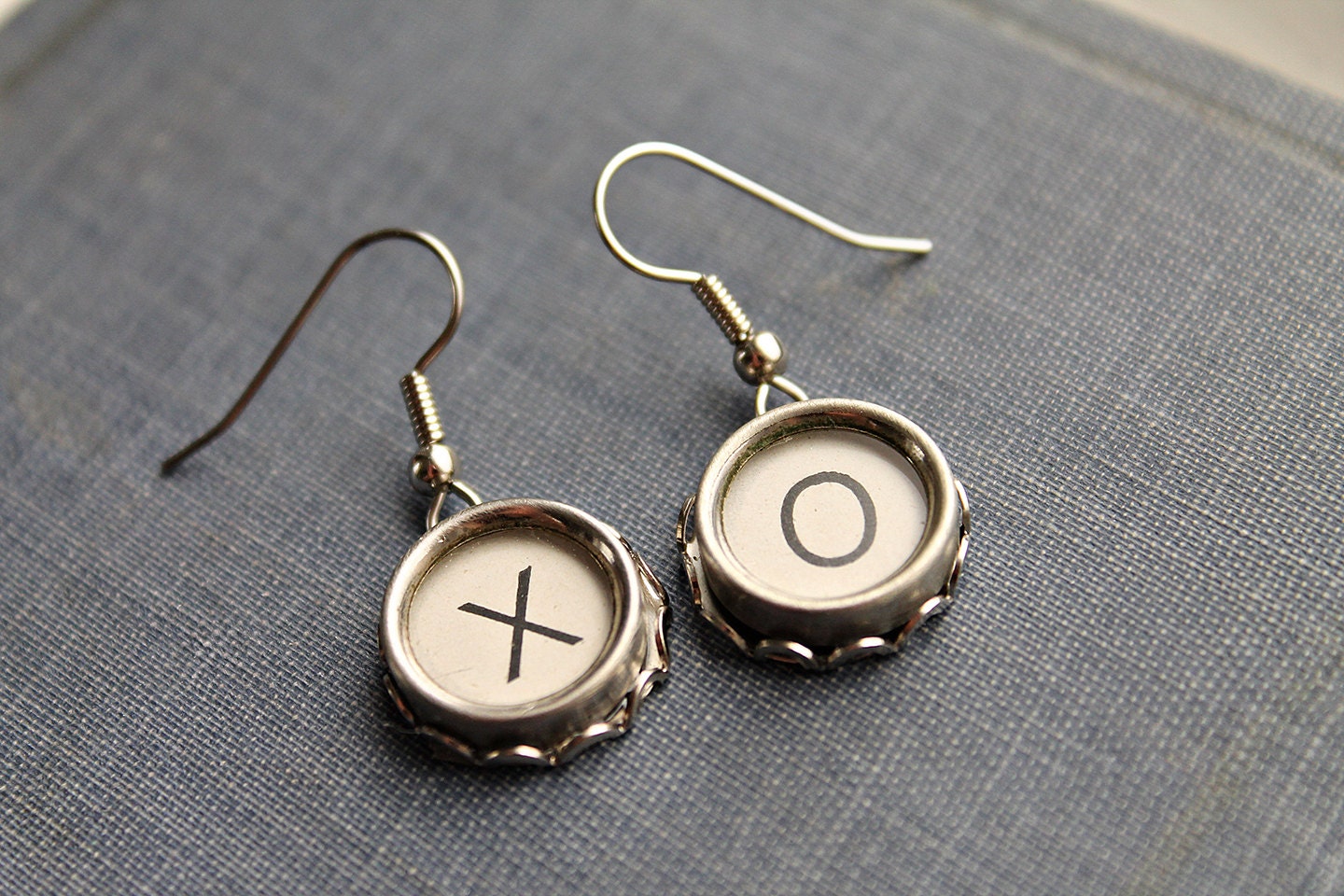 HUGS And KISSES xo Vintage TYPEWRITER Key Earrings