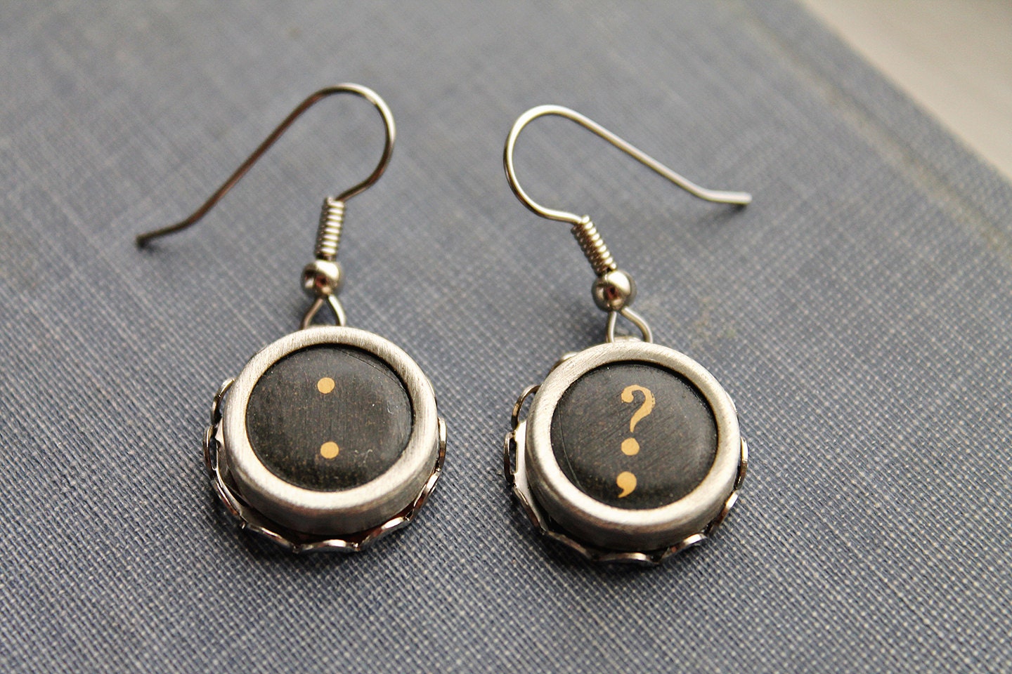 TYPEWRITER KEY EARRINGS Punctuation Vintage Dangle Style