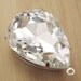 Crystal Rhinestone Pear Jewel, Silver Setting, 25mm x 18mm, Glass Gem, Worldwide Shipping