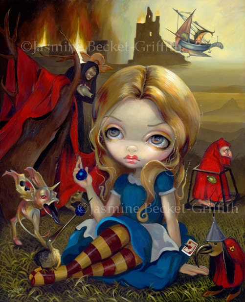 Alice and the Bosch Monsters hieronymus wonderland fairy art print by Jasmine Becket-Griffith 8x10