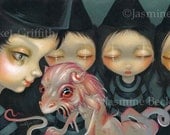 Witchy Sisters: The Pet halloween dragon fairy art print by Jasmine Becket-Griffith 8x10