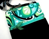 Cross Body Bag Sling Bag Shoulder Purse Small Travel Purse iPad Mini Bag With Zipper In Mod Swirls Fabric