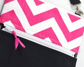 Cross Body Sling Bag Fits the iPad Mini or E Reader Pink Chevron