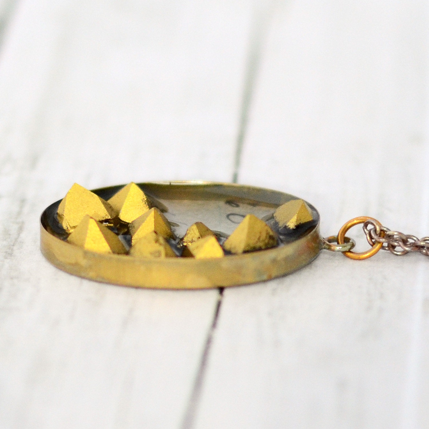 Faux Gold Terminated Quartz Points Necklace