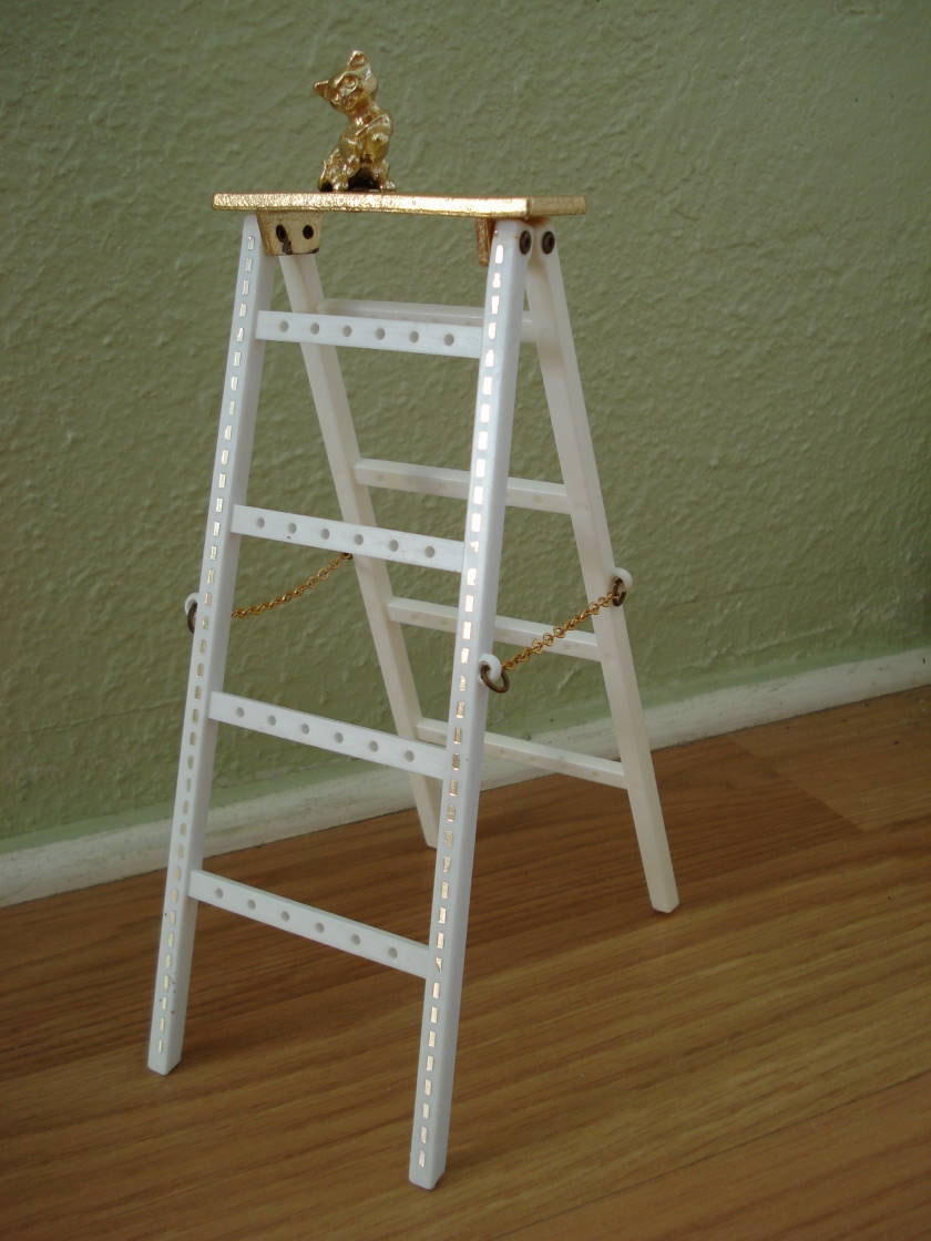 1960s Gold Cat Kitten on Ladder Earring Holder Tree by bycinbyhand