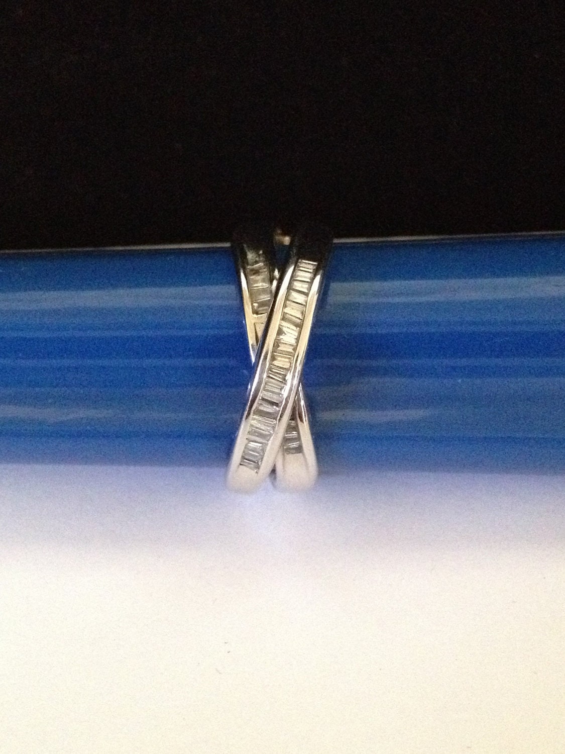 14K White Gold Crossover Diamond Ring