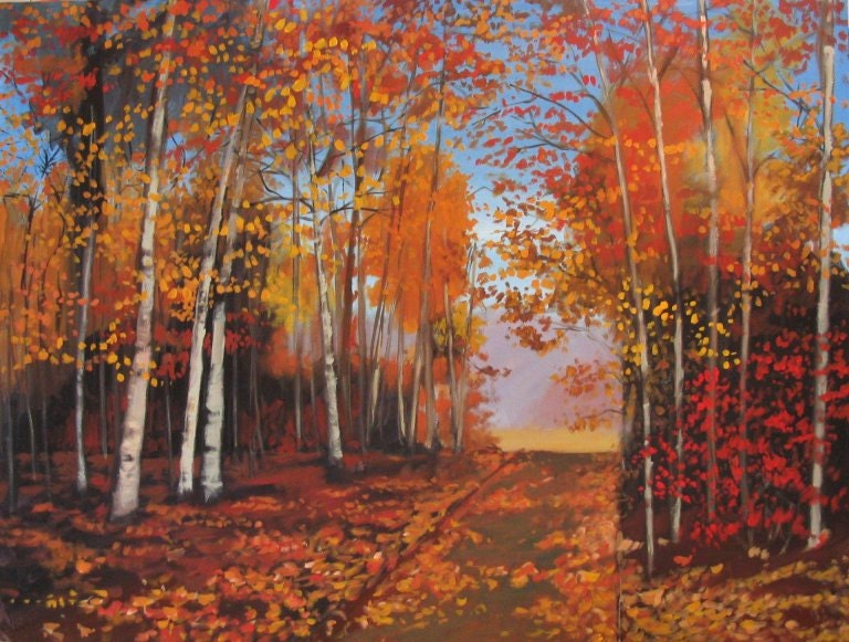 Fall Road- Abstract, Huge Contemporary Acrylic on a Extra Large Canvas Commissioned Painting FREE SHIPPING by Patty Baker
