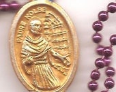 Love Beyond Measure, St Maximilian Kolbe Patron Saint Medal on Raspberry Ball Chain