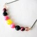 Mod Inspired Colorful Beaded Necklace -Pink Black Yellow Mix - Lovey Sweet