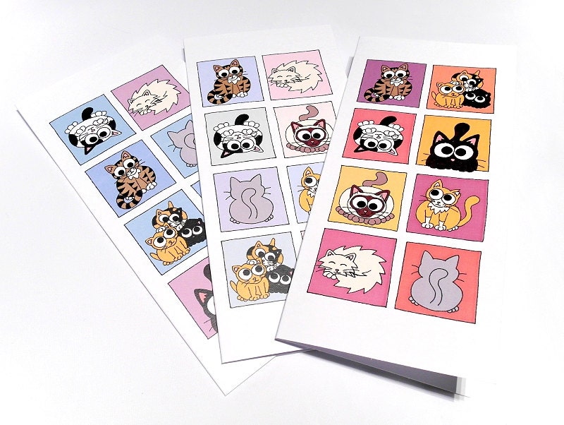 Set of 3 Cat Cards (blank inside)