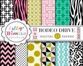 INSTANT DOWNLOAD Modern Digital Papers Rodeo Drive for monograms zebra, leopard prints Il_170x135