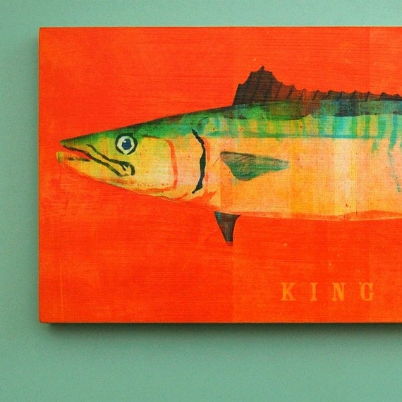 Saltwater Fish Series - The Big One Art Block - Pick the Print - 6.5" x 18"- Beach Home Decor - Wall Art for Men