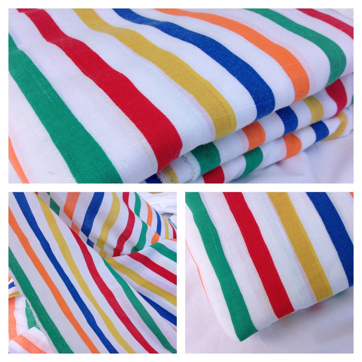 Rainbow Striped Cotton-Vintage Fabric