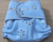 Made to Order Nifty Nappy One Size Fitted OR AI2 Cloth Diaper in Blue Snowflakes Winter Glitter Christmas Holiday