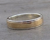 Recycled Sterling Silver and 14k Yellow Gold Layered Two-Tone Wedding Band, Affordable and Eco-Friendly, Made to Order