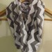Grey And White Chevron Infinity Zig Zag Loop Scarf