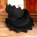 Womens Crochet Scarf -  LAUREN Womens Infinity Scarf - Womens Cowl Scarf in Black with Picots - Wool Scarf Women - Crochet Scarf Women