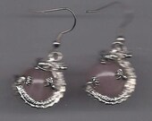 Mystical Dragon Rose Quartz Marble Earrings