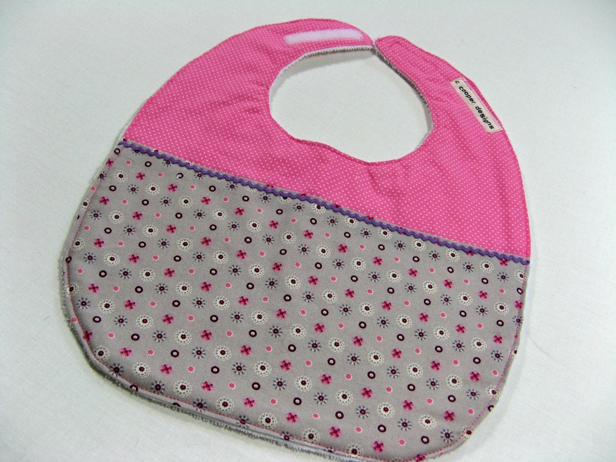 Baby Bib- Grey and Pink Baby Girl Infant Bib Toddler Bib