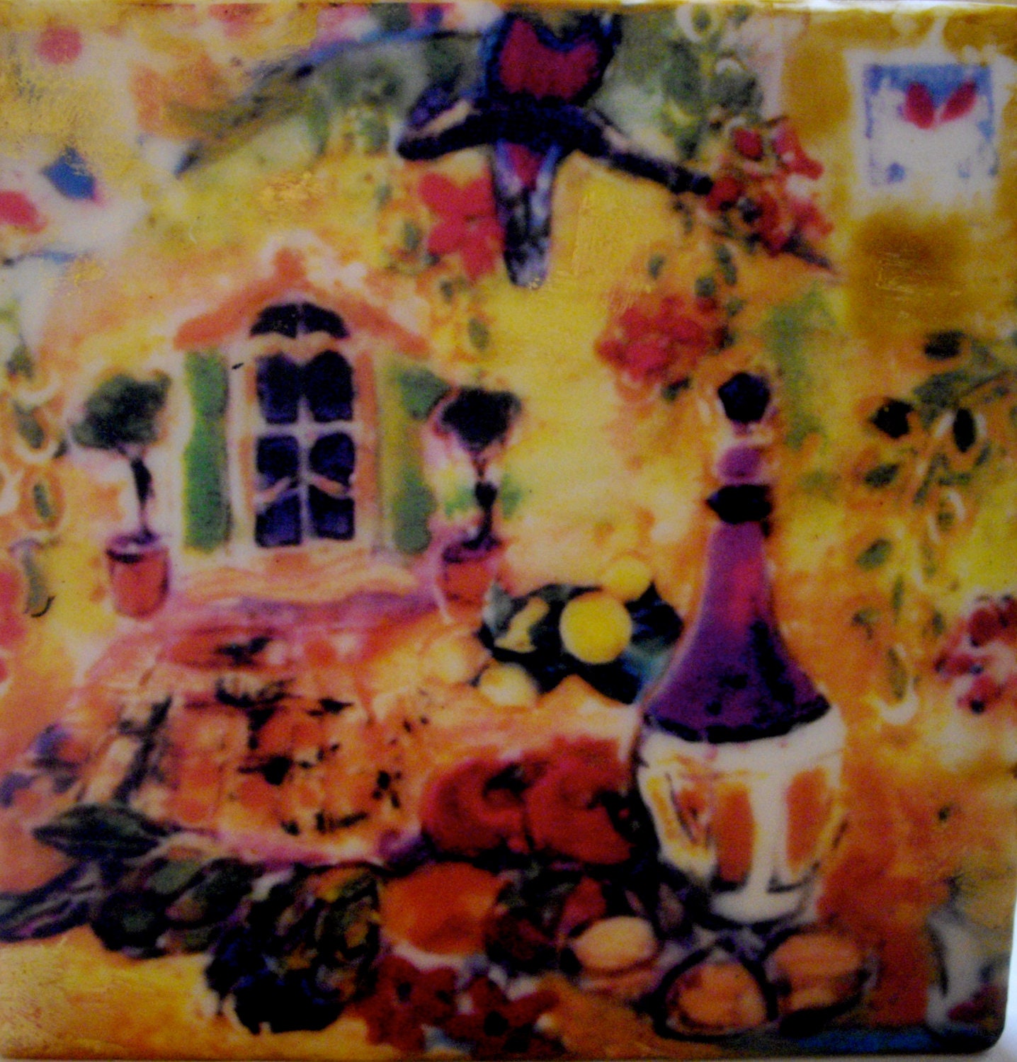 Food Art Encaustic Painting-The Good Life- Beeswax Art, Kitchen Decor, La Dolce Vita- Window, Picnic