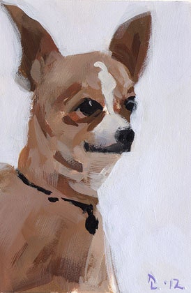 Original Painting Dog Chihuahua Sketch Acrylic Quick Study - Chihuahua by David Lloyd