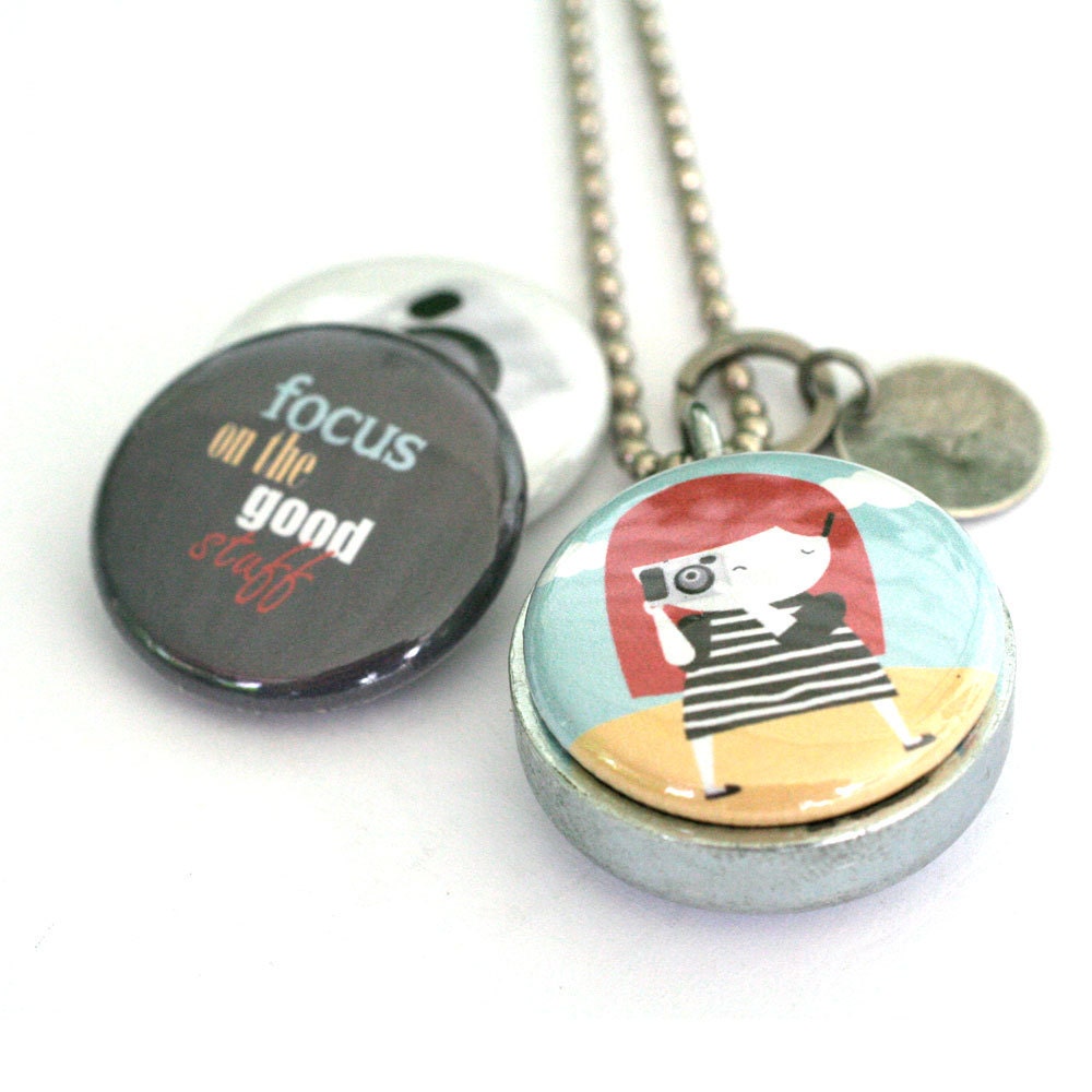 Camera Girl Locket - Photographer Locket, FOCUS - Eco Friendly, Magnetic Necklace by Polarity and Yaelfran