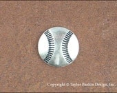 Baseball Jewelry Scrapbooking Charm Finding in Antique Silver Plate (item 1803 AS) - 12 Pieces