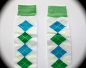 Aqua and Lime Argyle Leg Warmers one size fits 5 months to pre teen