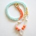 Gemstone Necklace, Coral, Moonstone, Pale aqua and cream beads