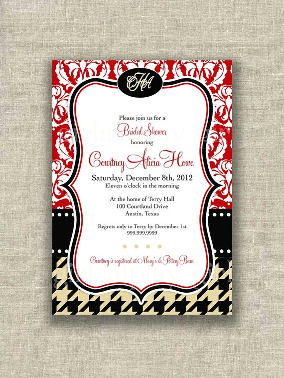 Christmas Bridal Shower Burberry colors Red Damask Houndstooth Digital by girlsatplay girls at play Il_570xn