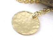 Gold Circle Necklace Small 1/2 Inch Pendant Handmade 14k Gold Fill Designer Fashion Jewelry - Delicacy Necklace