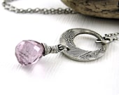 Rhodolite Mystic Quartz Necklace Sterling Silver Enchanted Garden Circle Handmade Fashion Jewelry - Erin No. 3