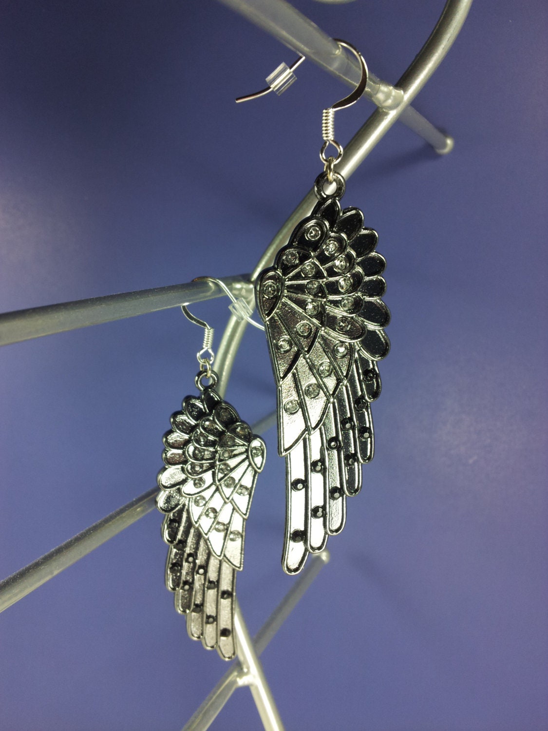 Angel Wing Earrings with Sterling Silver Hooks