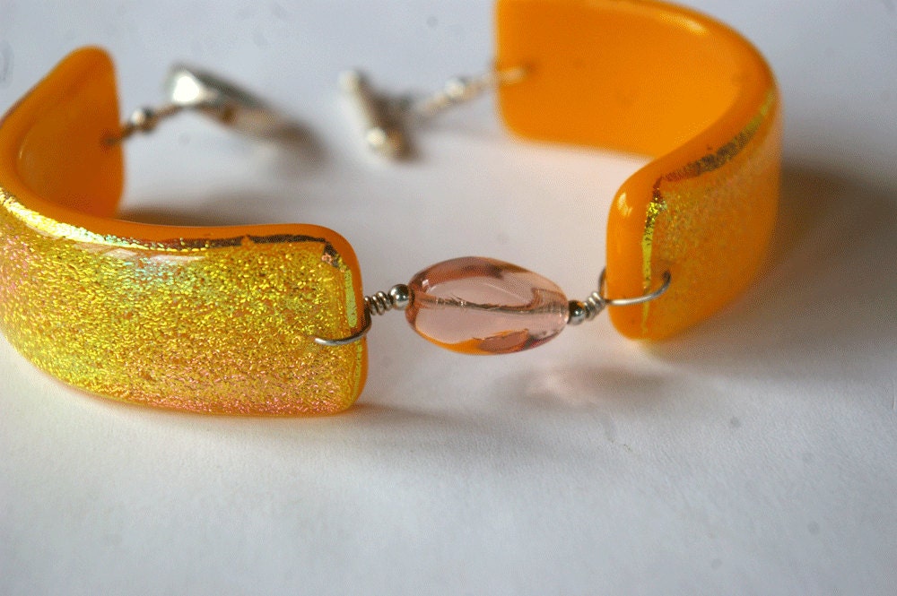 Fused Dichroic Glass Disco Bracelet